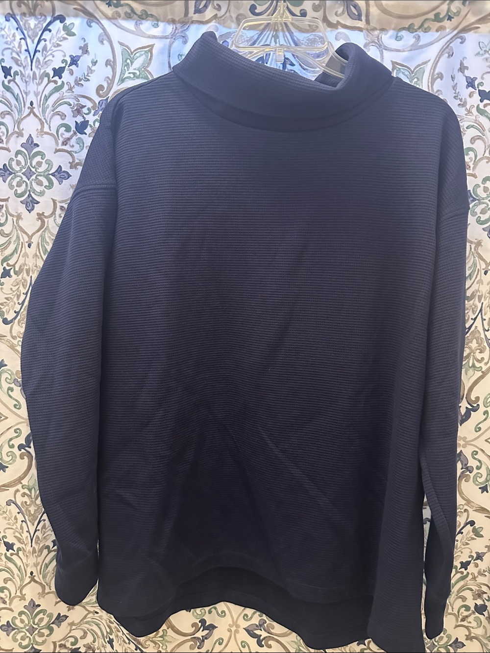 Lands End Womens Navy Mock Neck Sweater